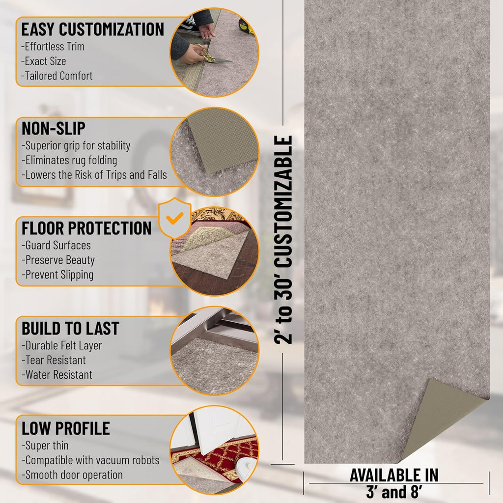 4' x 8' Non-Slip Rug Pad Gripper - Dual Surface