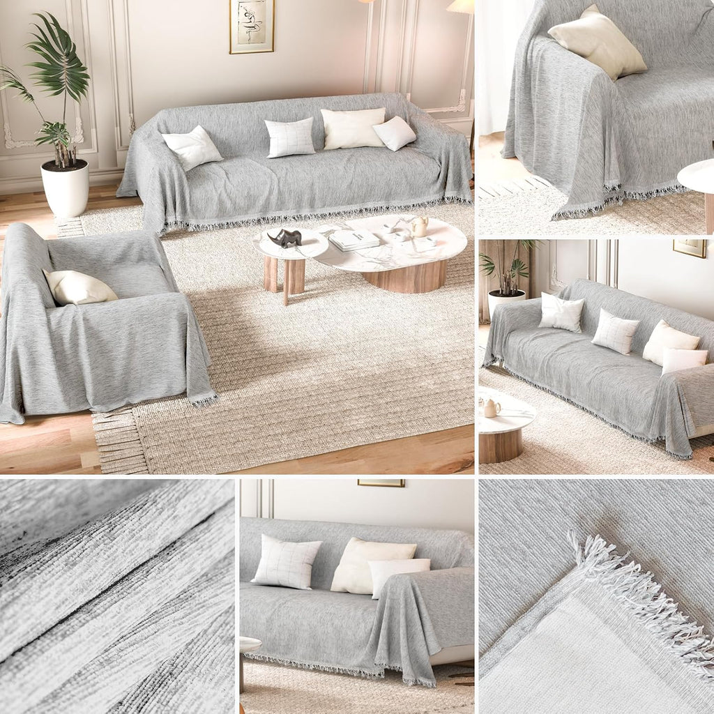 L-Shaped Couch Covers Light Grey 71"x118"