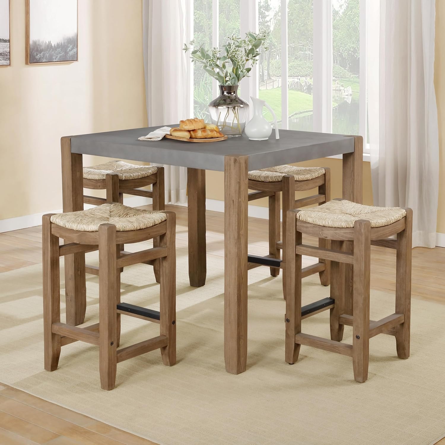 26-Inch Counter Height Stool with Seagrass Seat