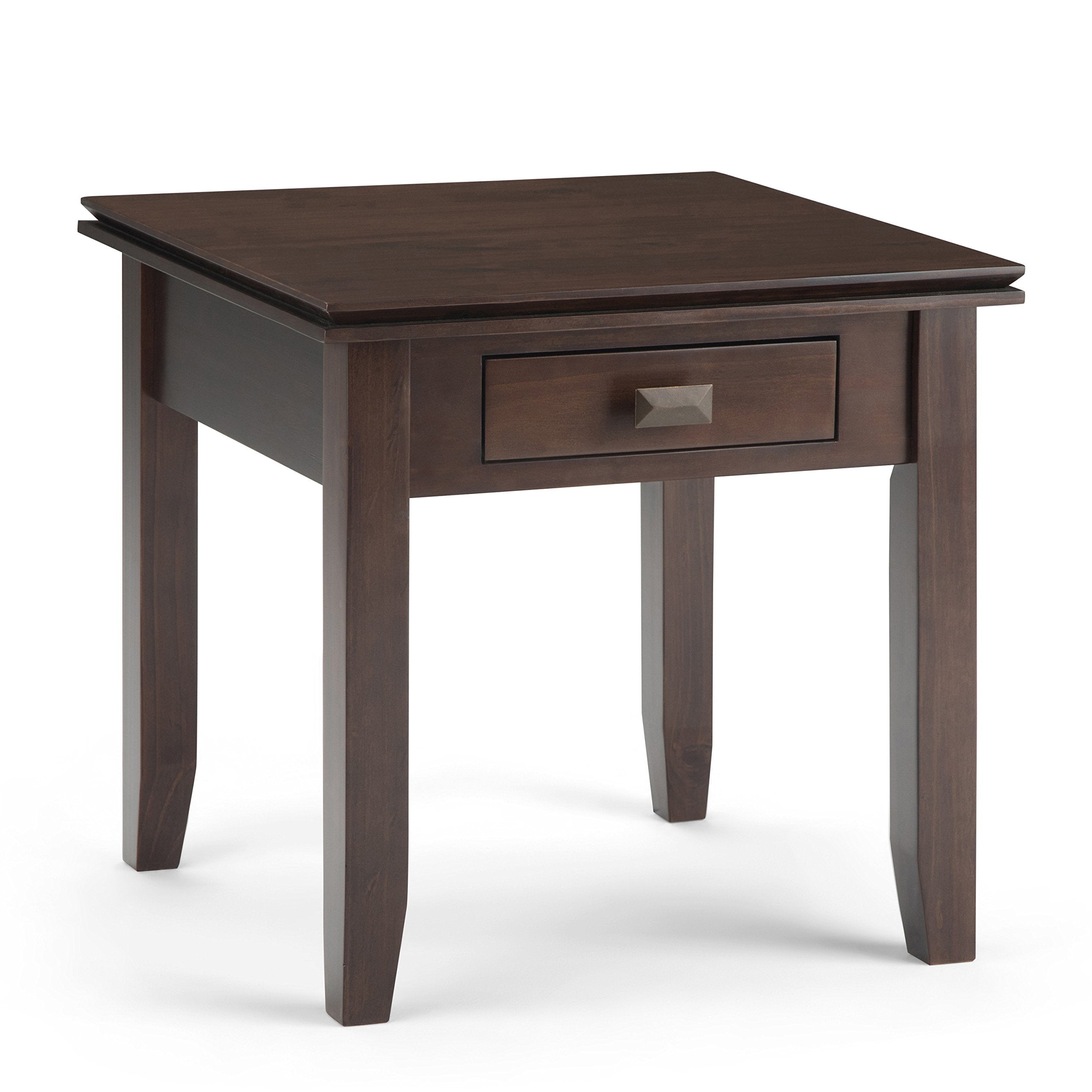 SIMPLIHOME Artisan SOLID WOOD 21 inch Wide Square Transitional End Side Table in Tobacco Brown for the Living Room and Bedroom 21 inch End Table Tobacco Brown