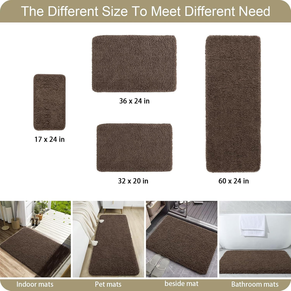 Long Bathroom Runner Rug 24"x60" Deep Brown