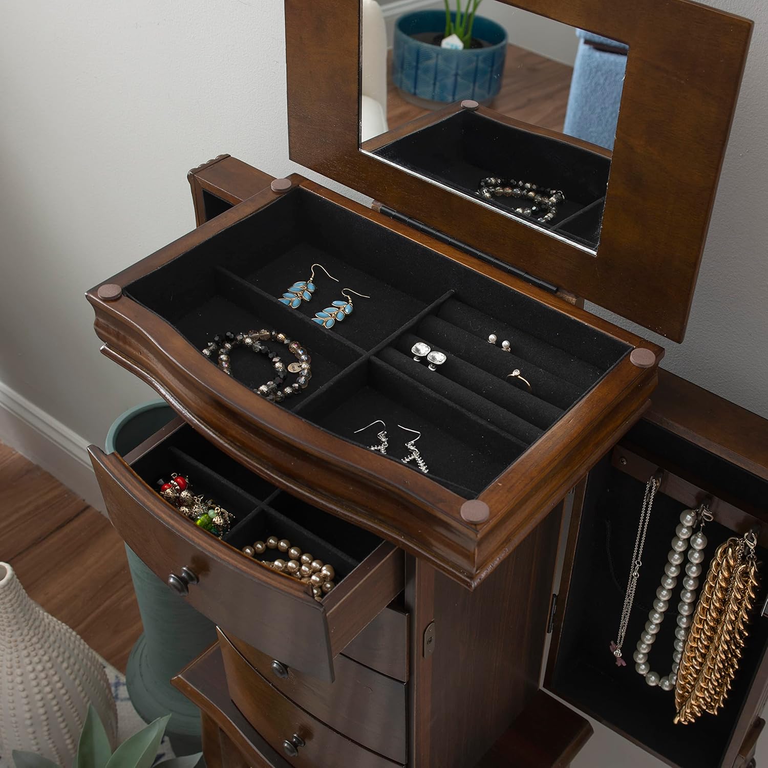 Walnut Jewelry Armoire
