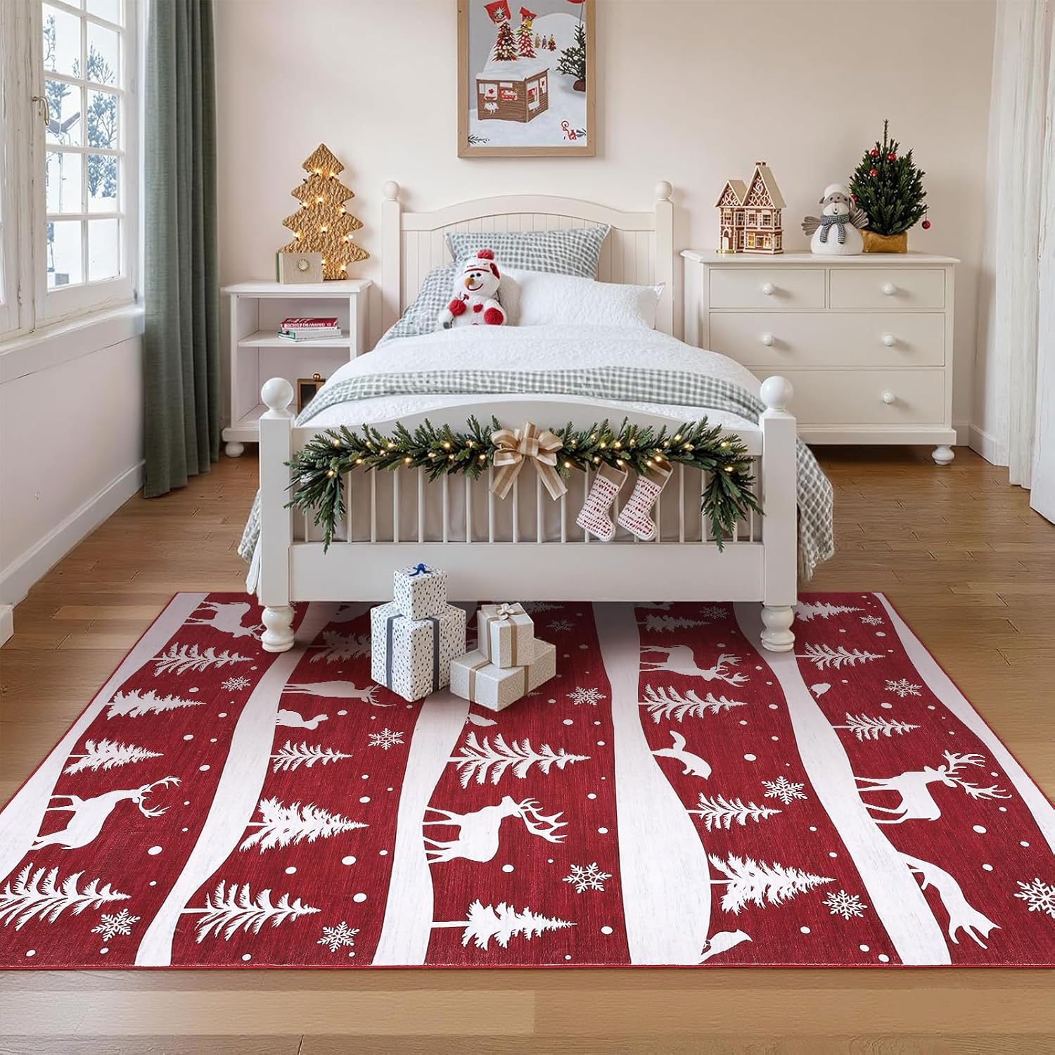 5x7 Area Rug with Christmas Design