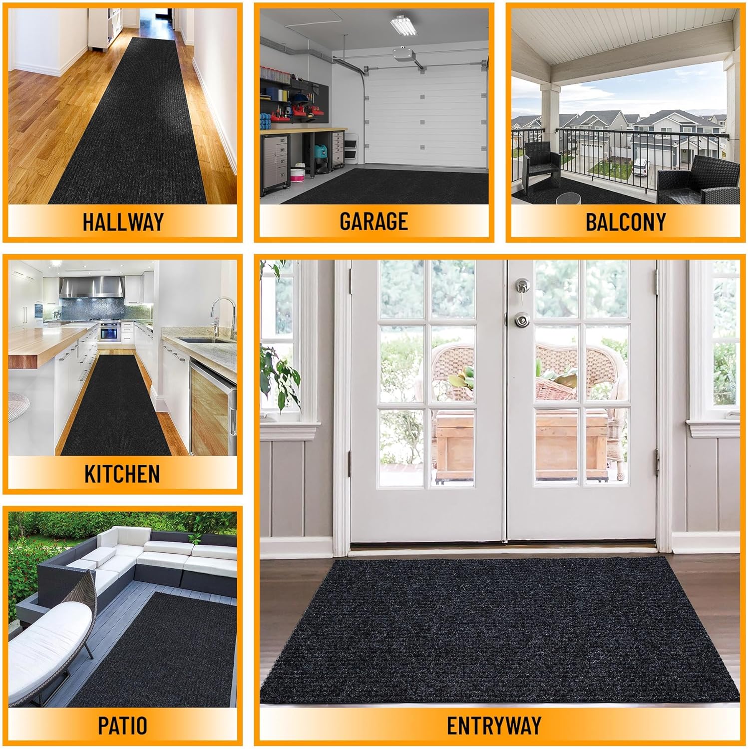 2' x 6' Hallway Runner Rug with Non-Slip Backing