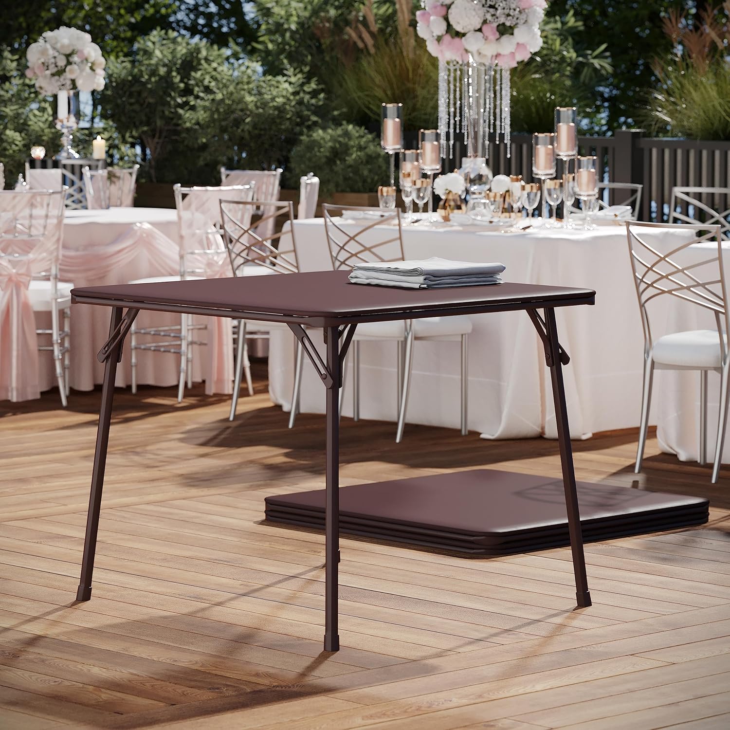 33.5" Square Folding Card Table with Vinyl Top