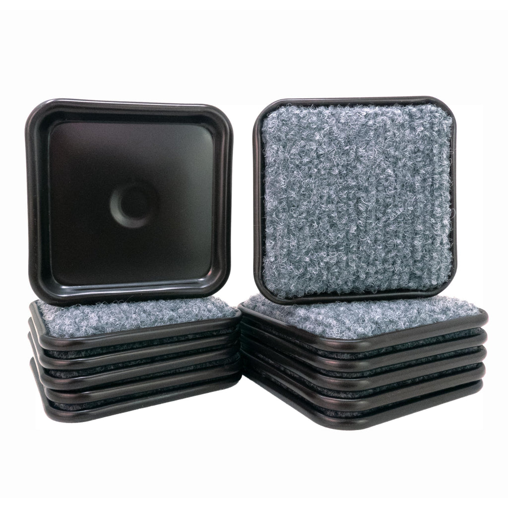 1 3/4" Square Carpeted Furniture Caster Cups 12 Pack