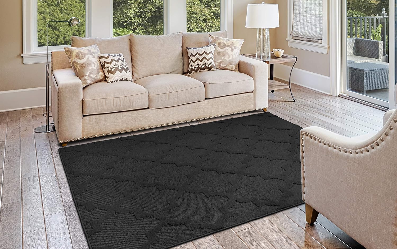 5' x 7' Black Area Rug