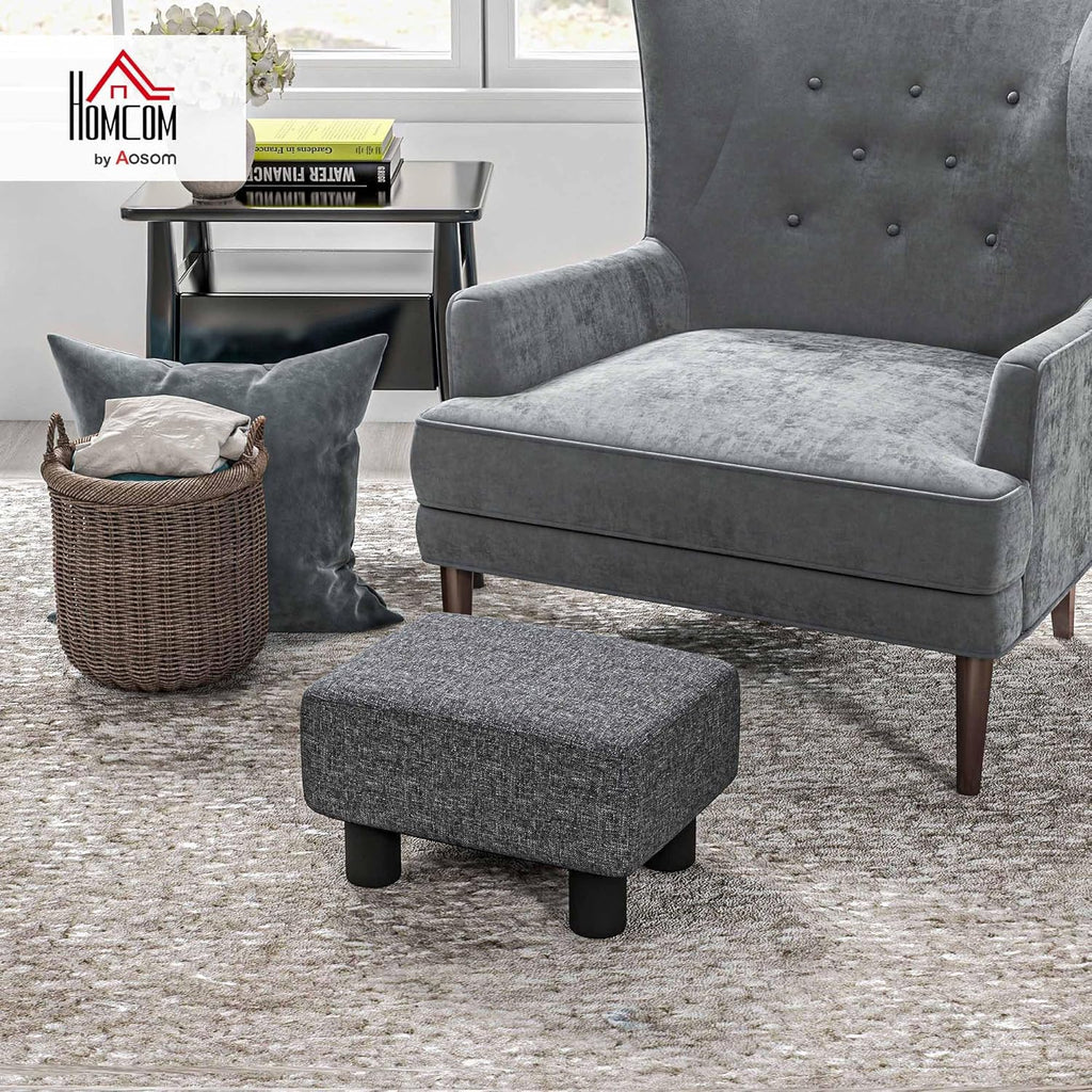Small Charcoal Gray Ottoman Foot Stool