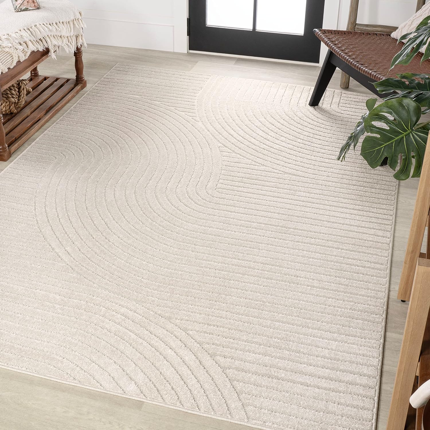 Ivory/Cream Indoor/Outdoor Area Rug 3'x5'