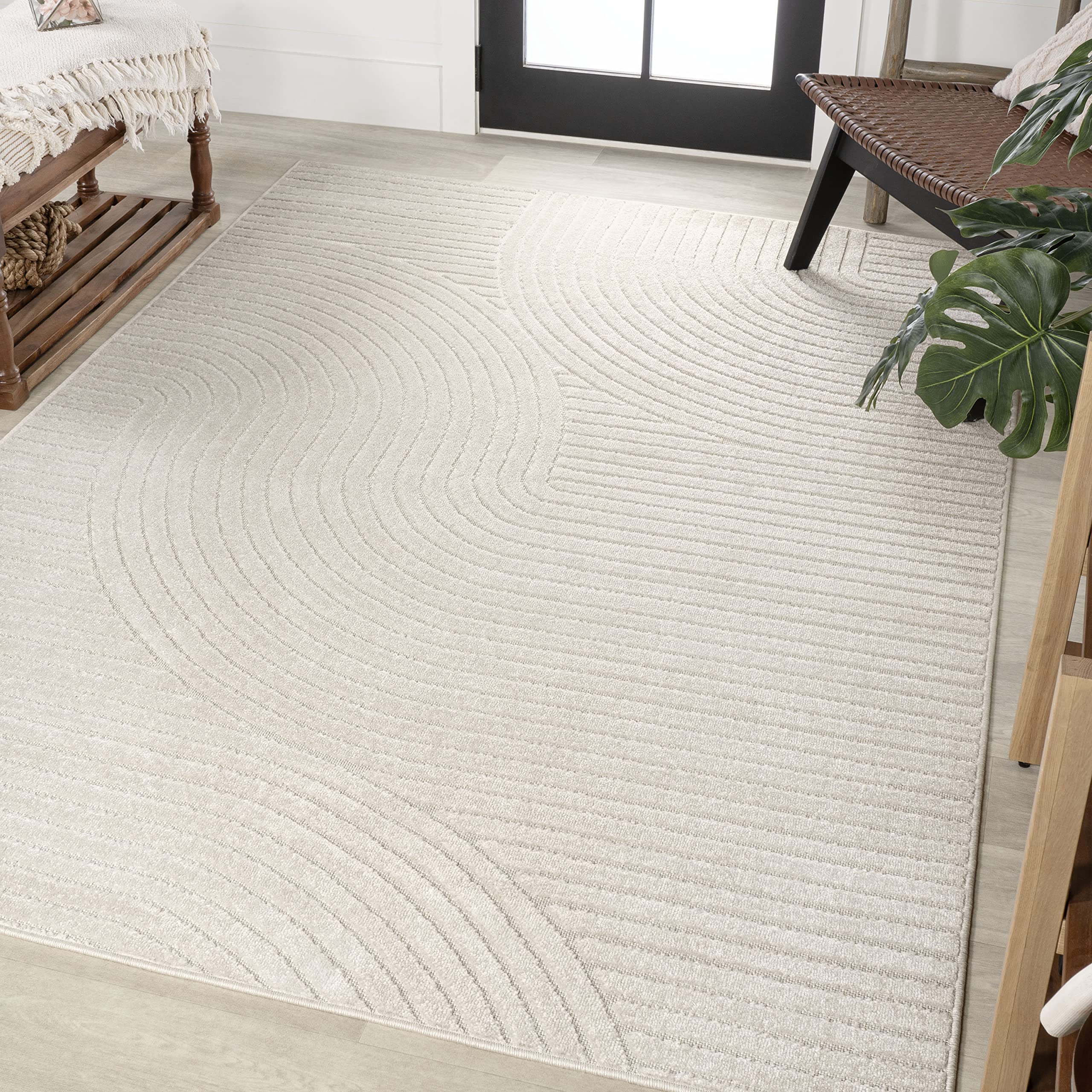 Ivory/Cream Indoor/Outdoor Area Rug 3'x5'