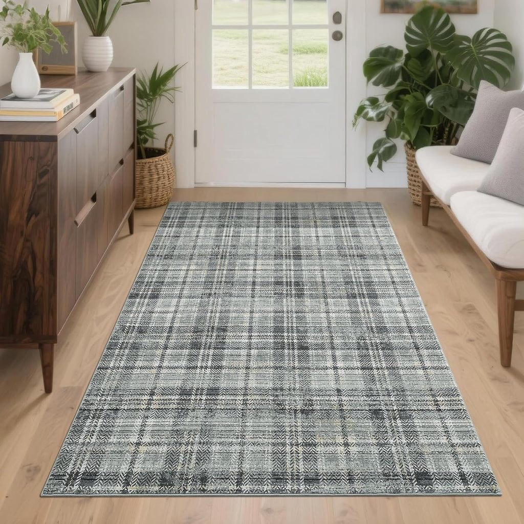 2x10 Plaid Hallway Runner Rug