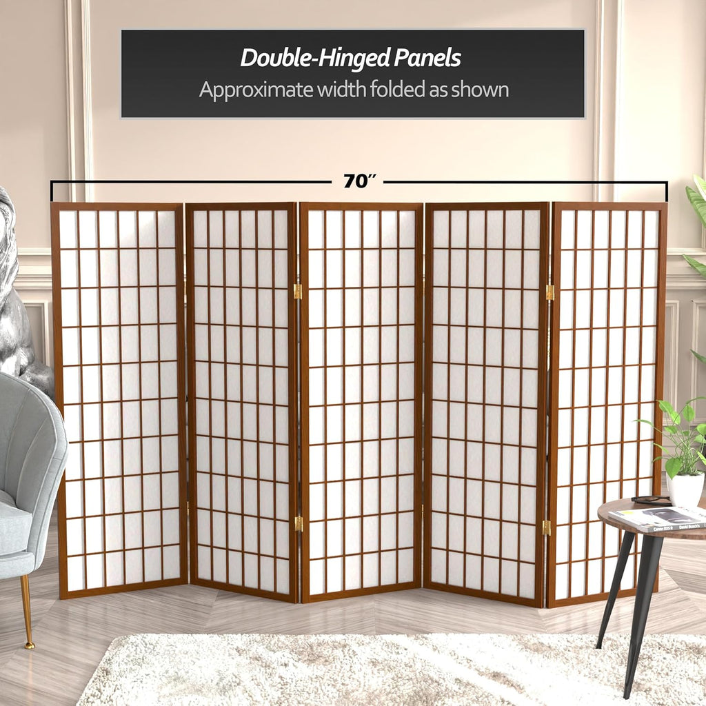 4 ft Shoji Screen - Walnut - 5 Panels