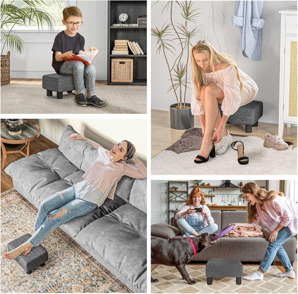Small Charcoal Gray Ottoman Foot Stool