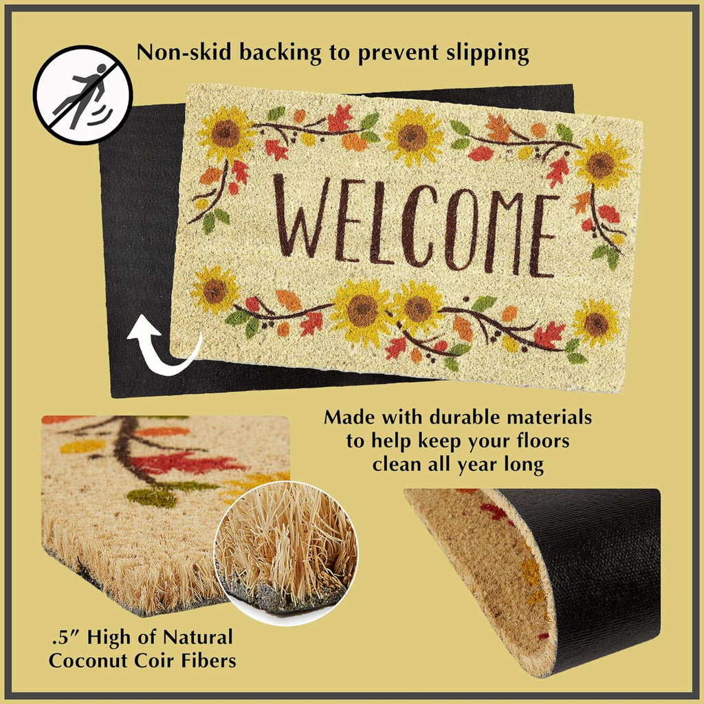 Coir Doormat 17"x29" - Floral Design