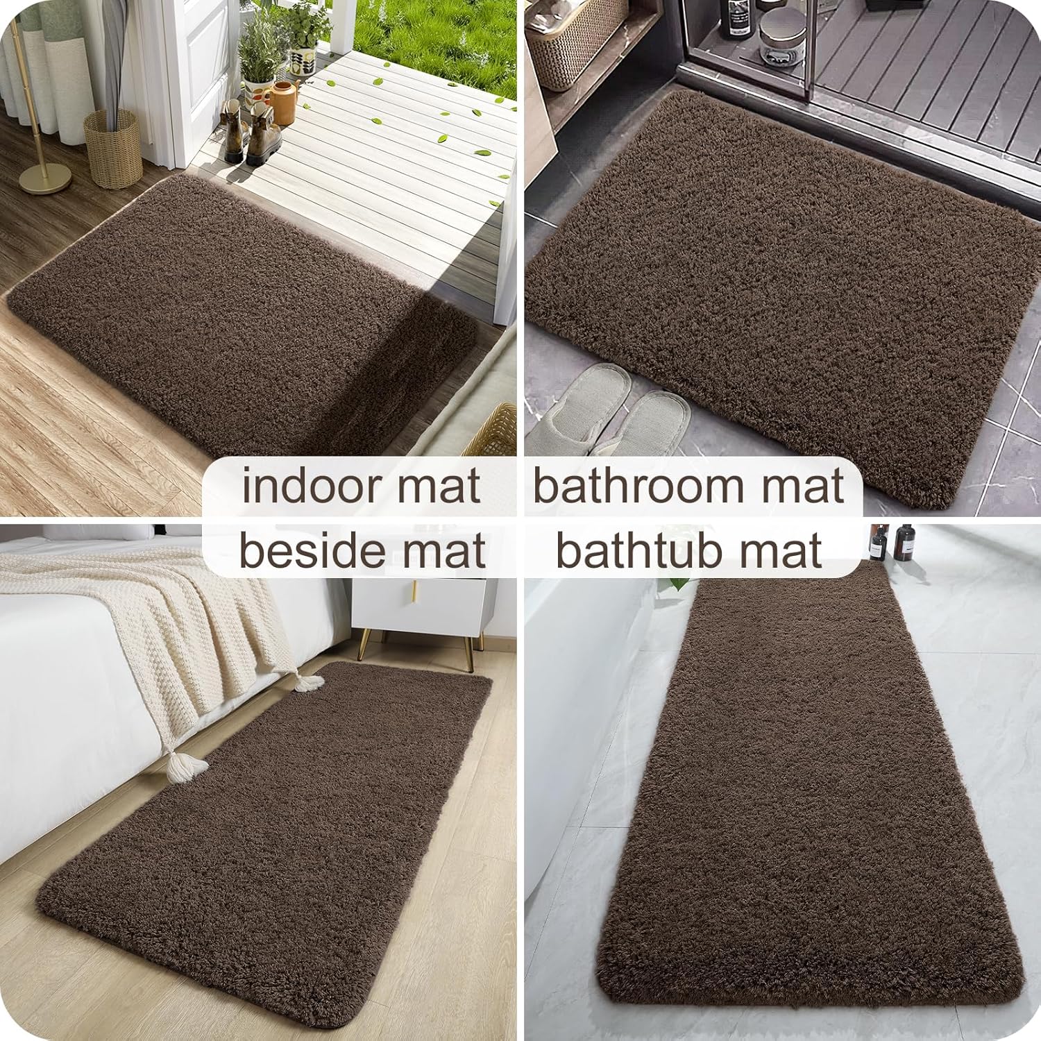 Long Bathroom Runner Rug 24"x60" Deep Brown