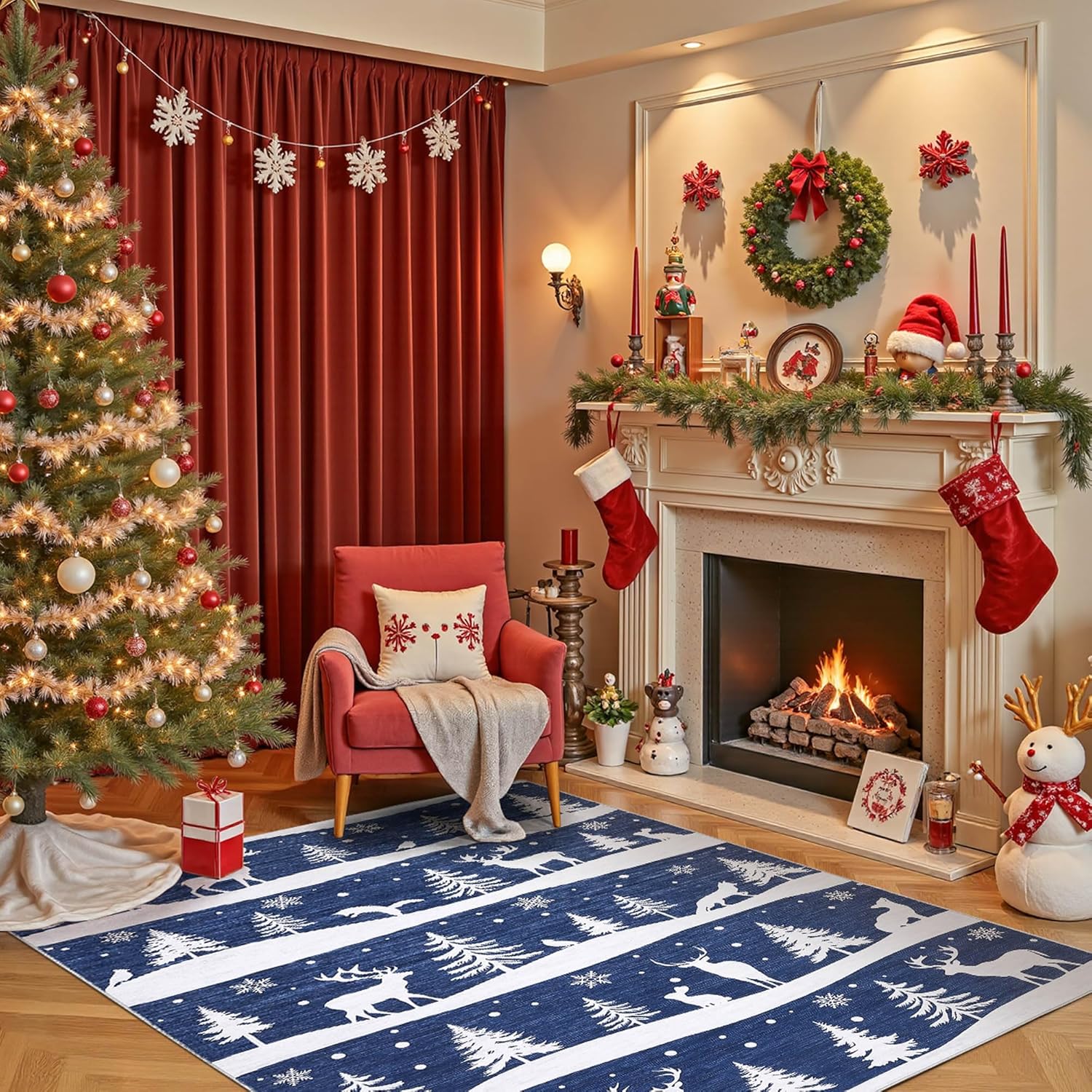 5'x7' Christmas Themed Area Rug