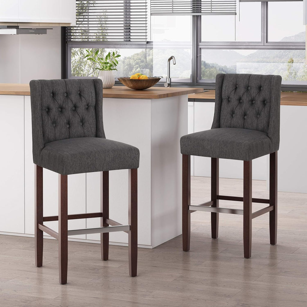 Contemporary Wingback Barstools (Set of 2)