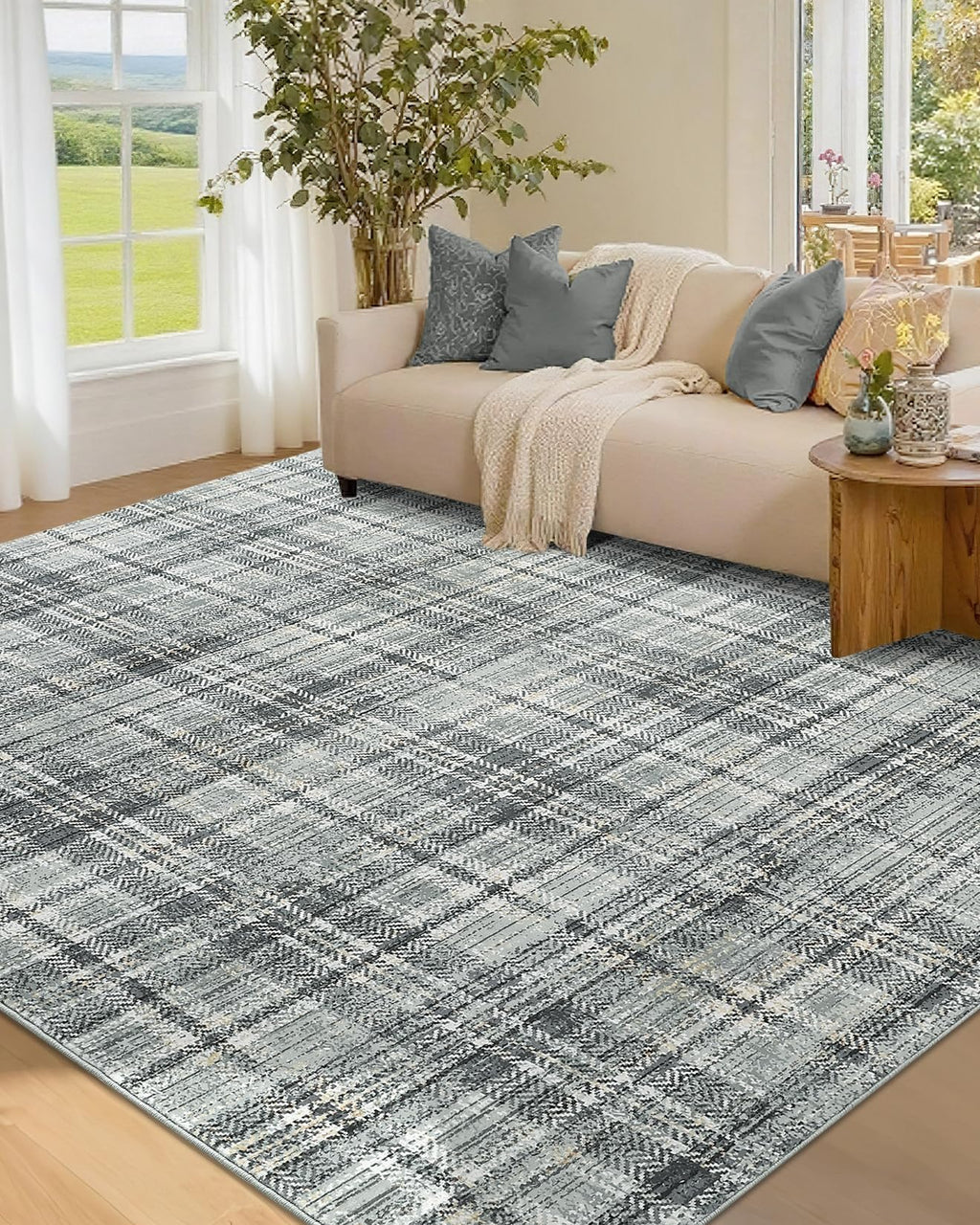 2x10 Plaid Hallway Runner Rug