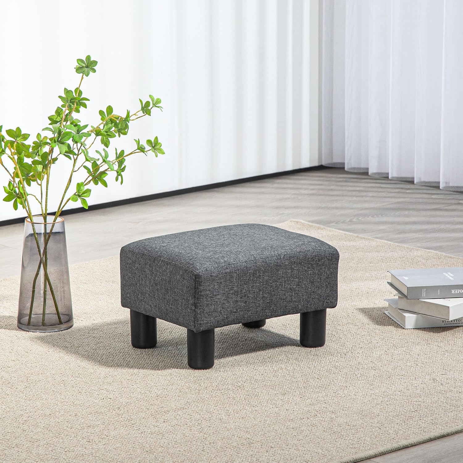 Small Charcoal Gray Ottoman Foot Stool