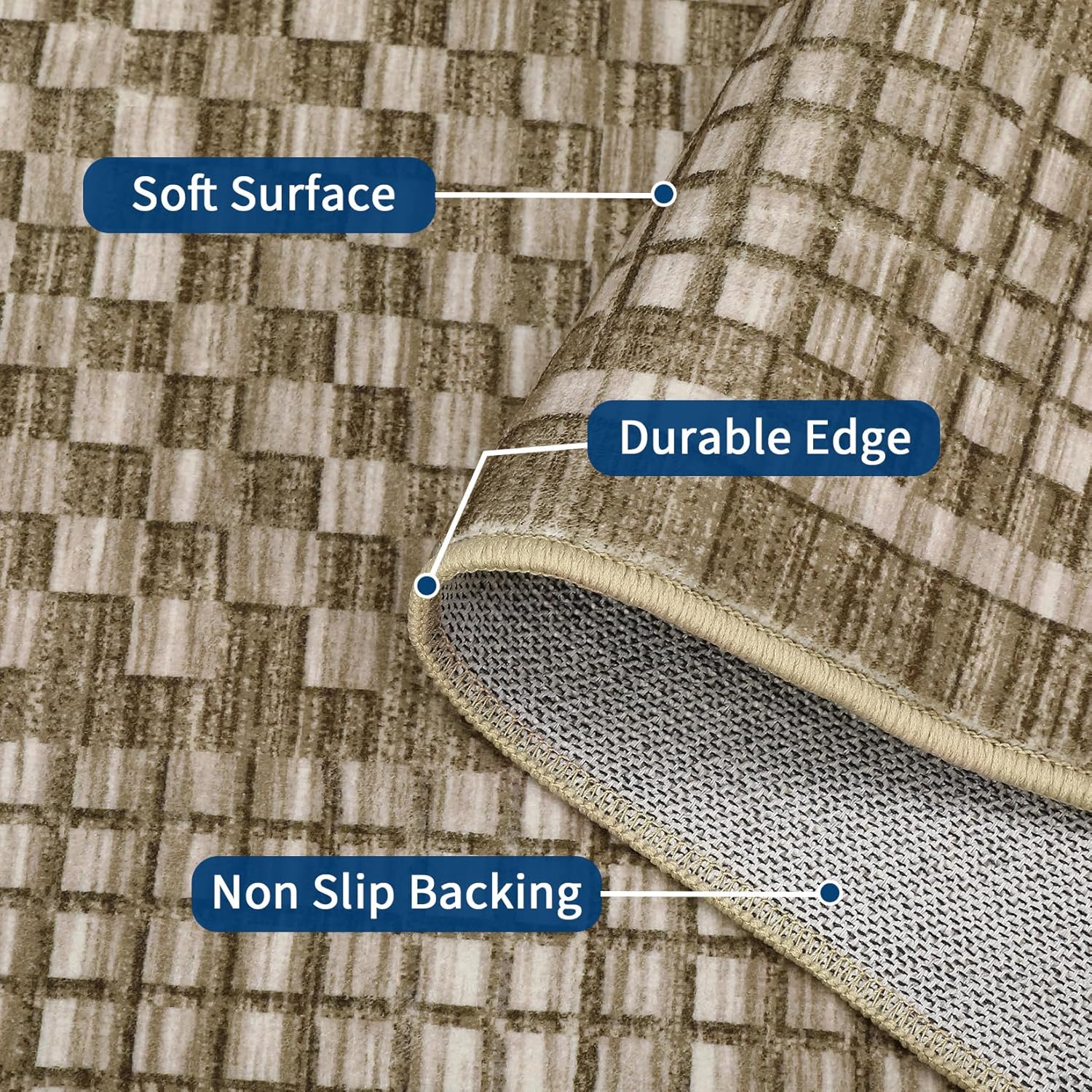 2x6 Checkered Runner Rug - Soft & Non-Slip