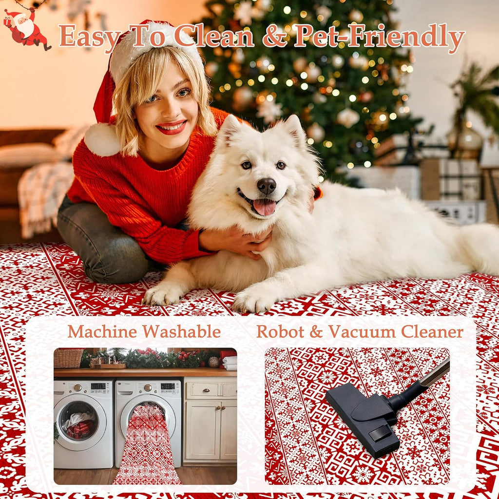 Christmas Area Rug 2'x3' Red Snowflake