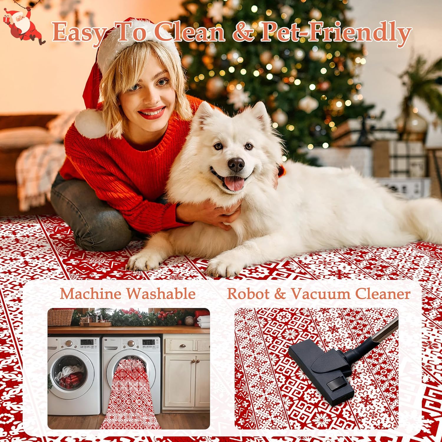 Christmas Area Rug 2'x3' Red Snowflake