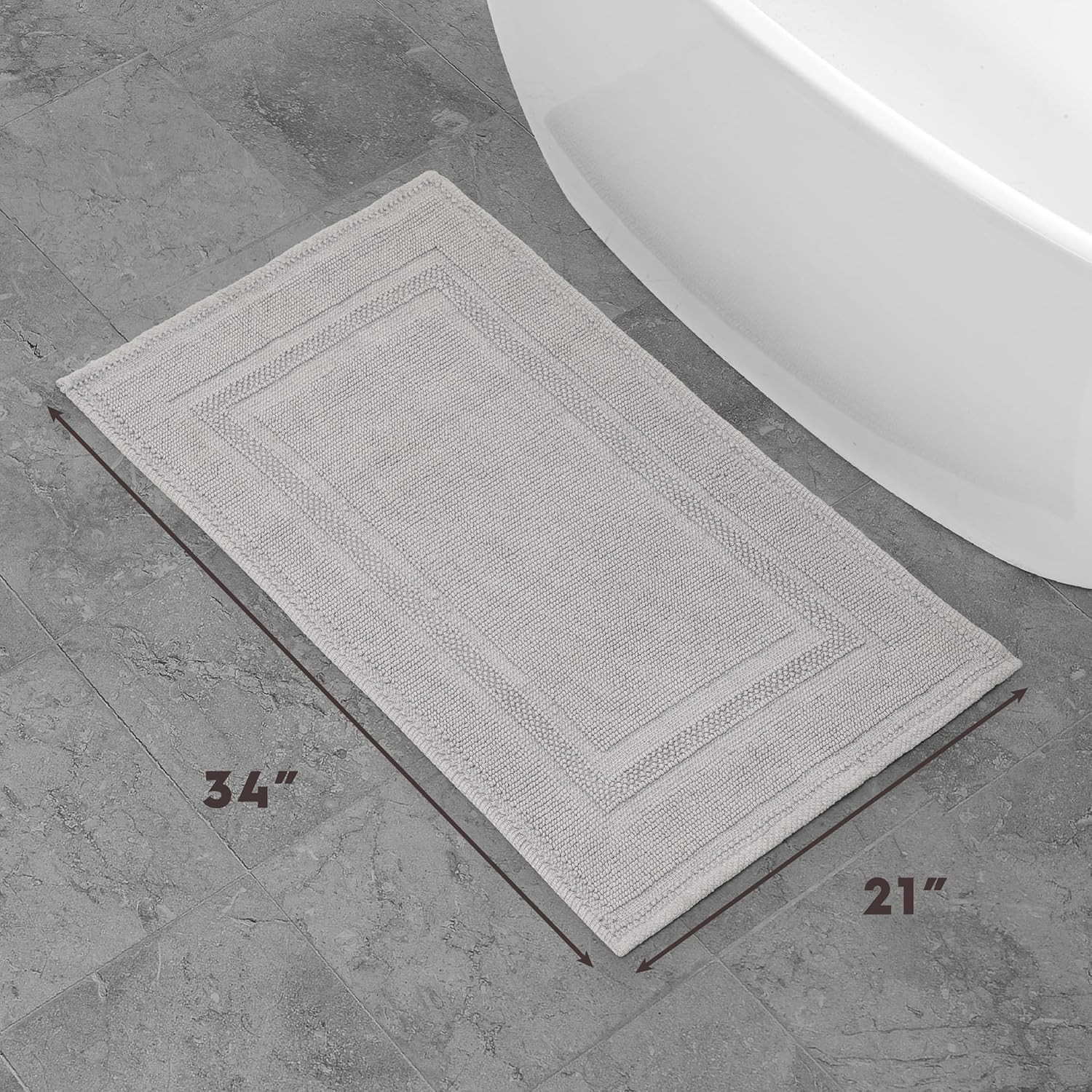 Light Gray Stonewash Bath Rug 21"x34"