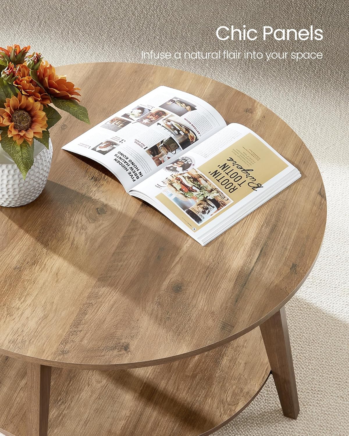 Round Coffee Table with Storage 31.5" Dia