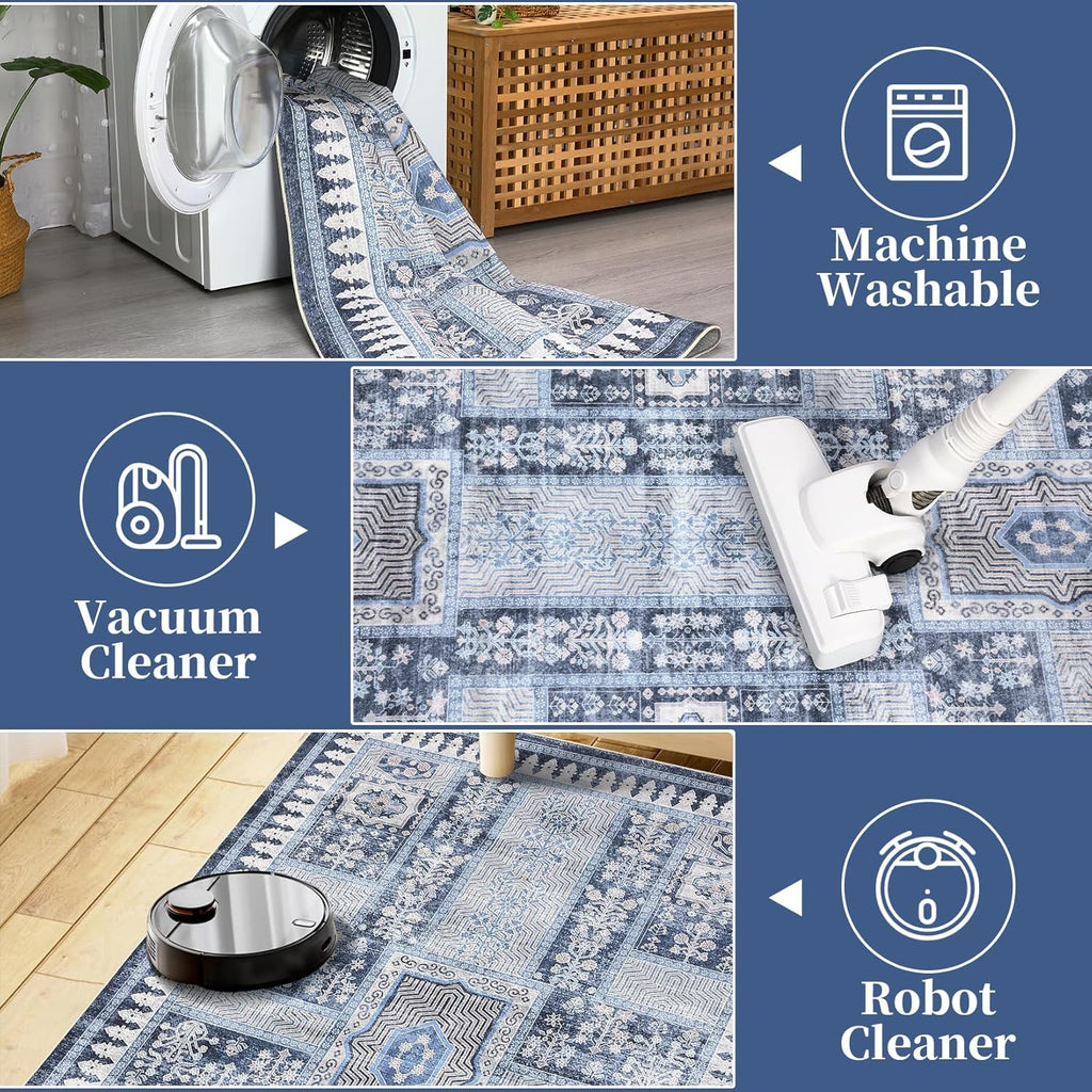 2x8 Runner Rug, Machine Washable Brown