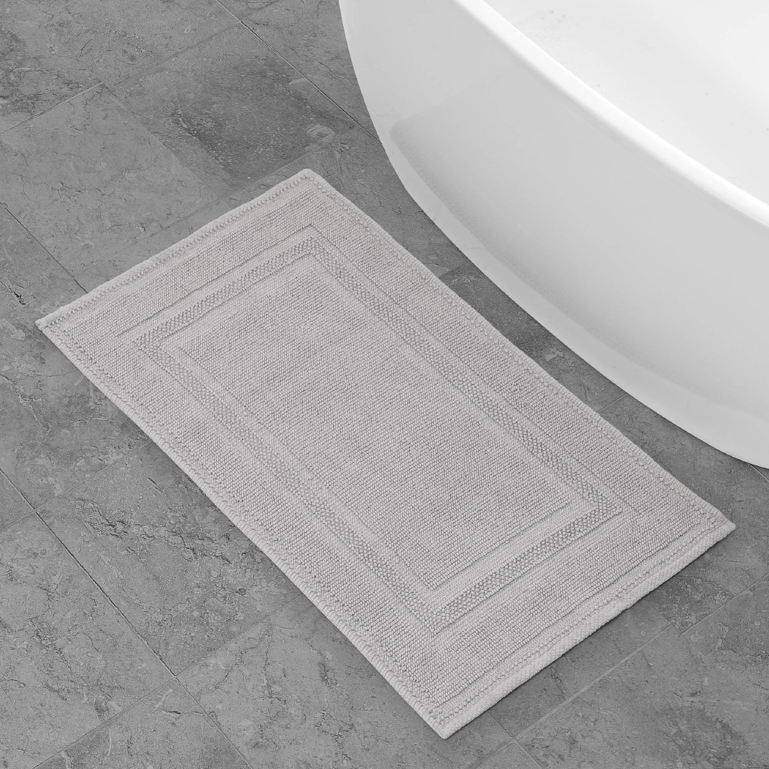 Light Gray Stonewash Bath Rug 21"x34"