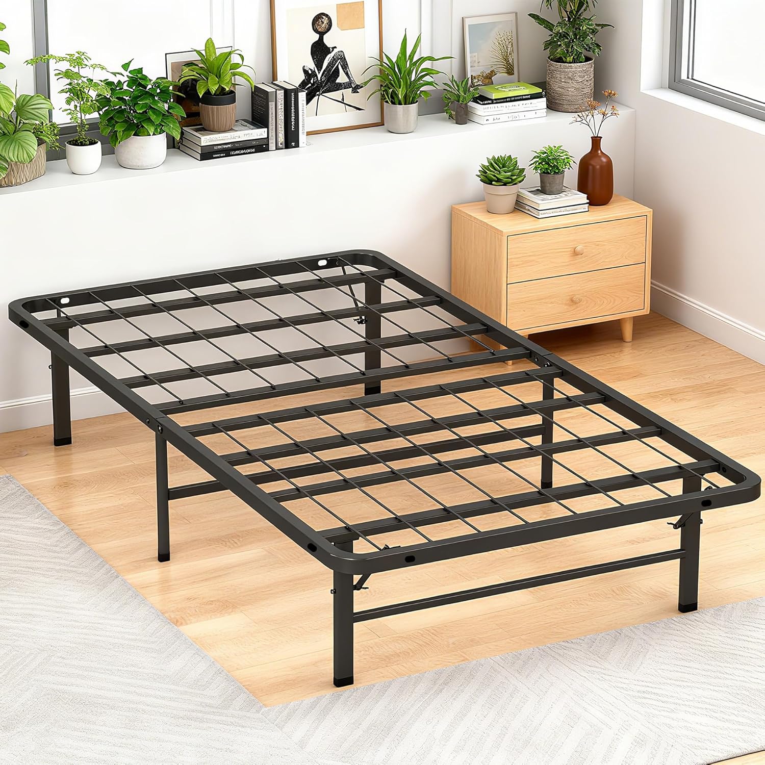 Twin Metal Bed Frame with Under-Bed Storage