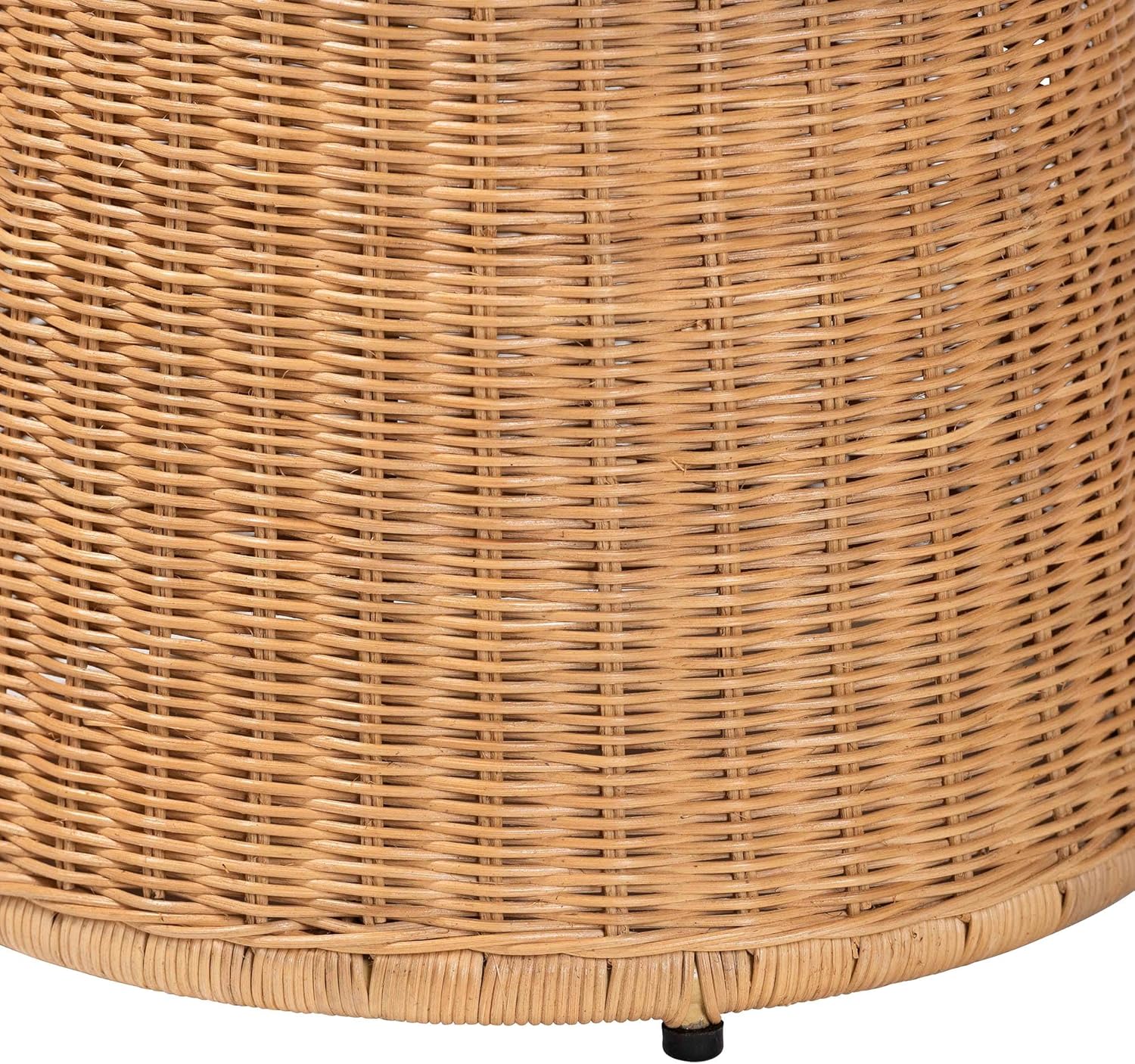 Round Natural Rattan End Table - Light Honey