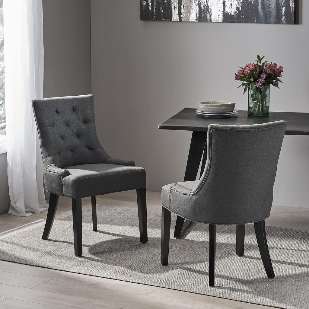 Gray Dining Chair with Dark Brown Legs