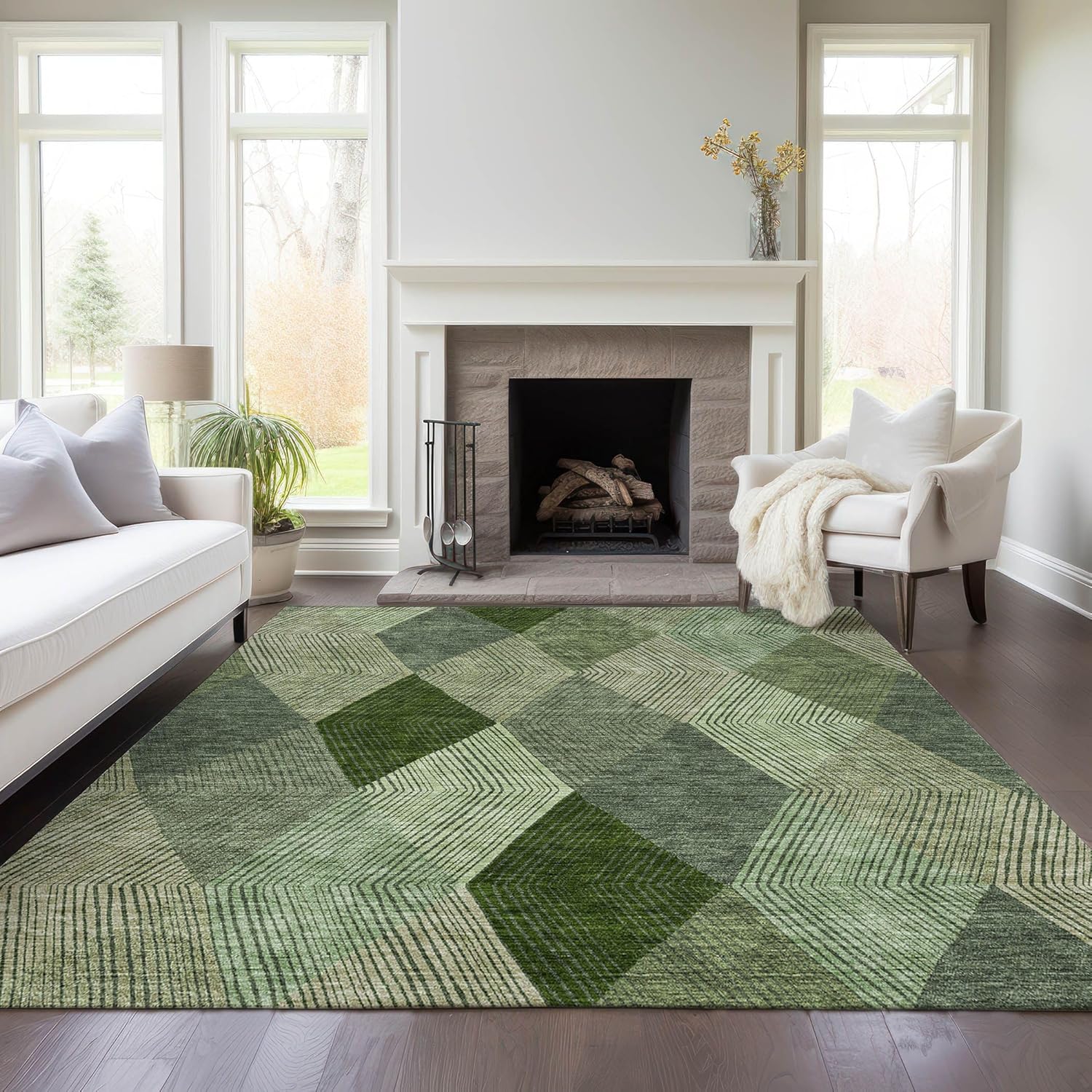 Green Indoor Outdoor Area Rug 2'6"x3'10"