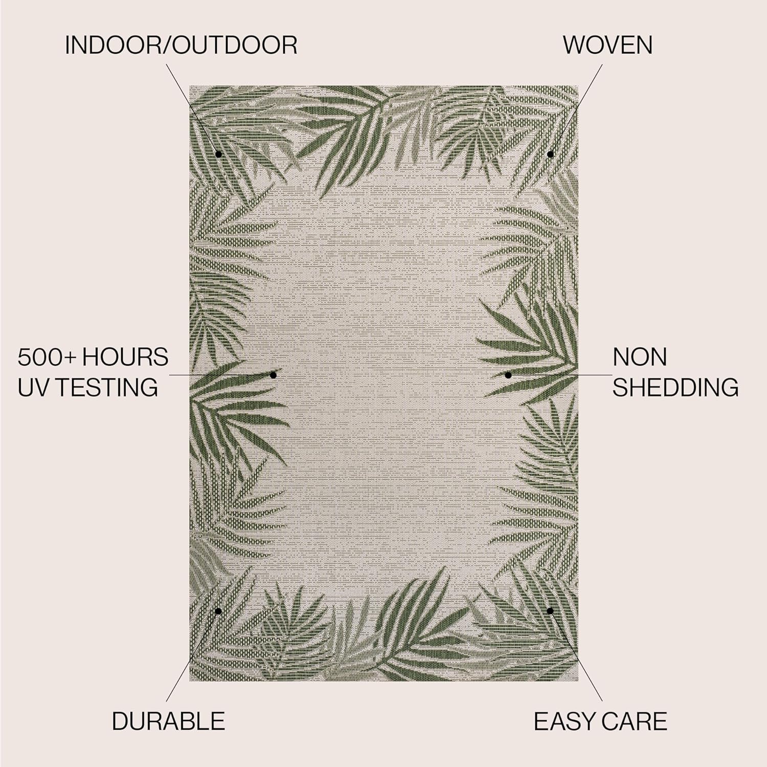 3x5 Palm Frond Indoor/Outdoor Area Rug