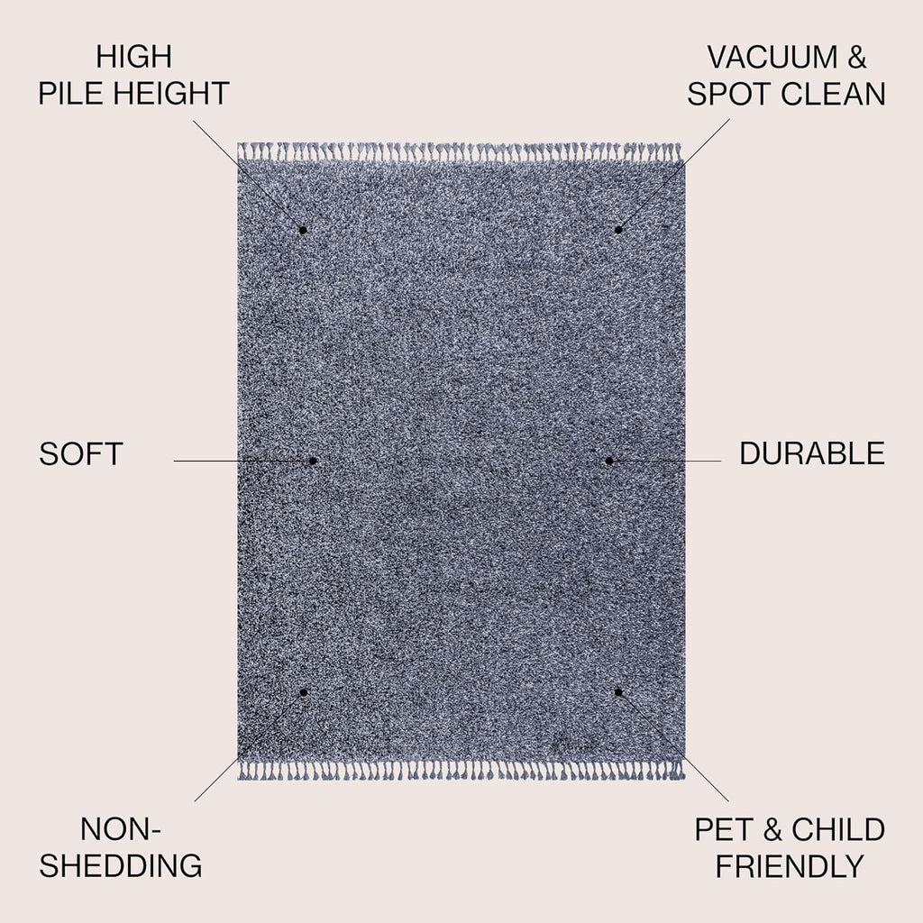 3x5 Denim Blue Shag Indoor Area Rug