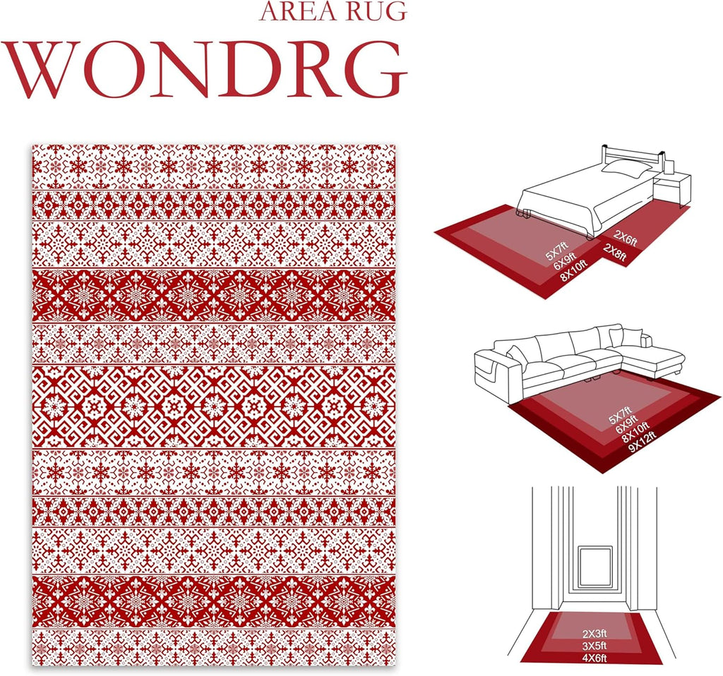 Christmas Area Rug 2'x3' Red Snowflake