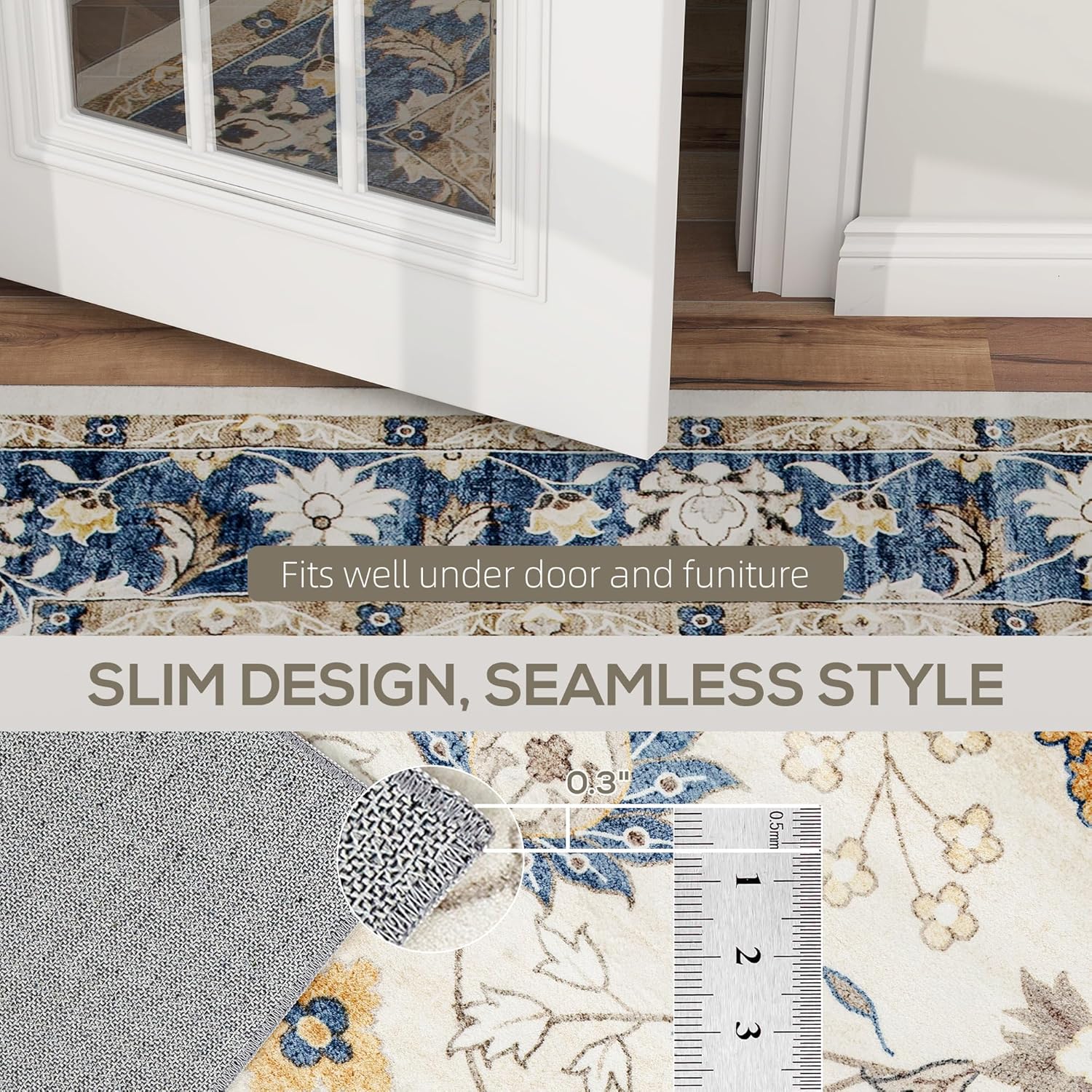 4x6 Area Rug, Machine Washable, Boho Floral