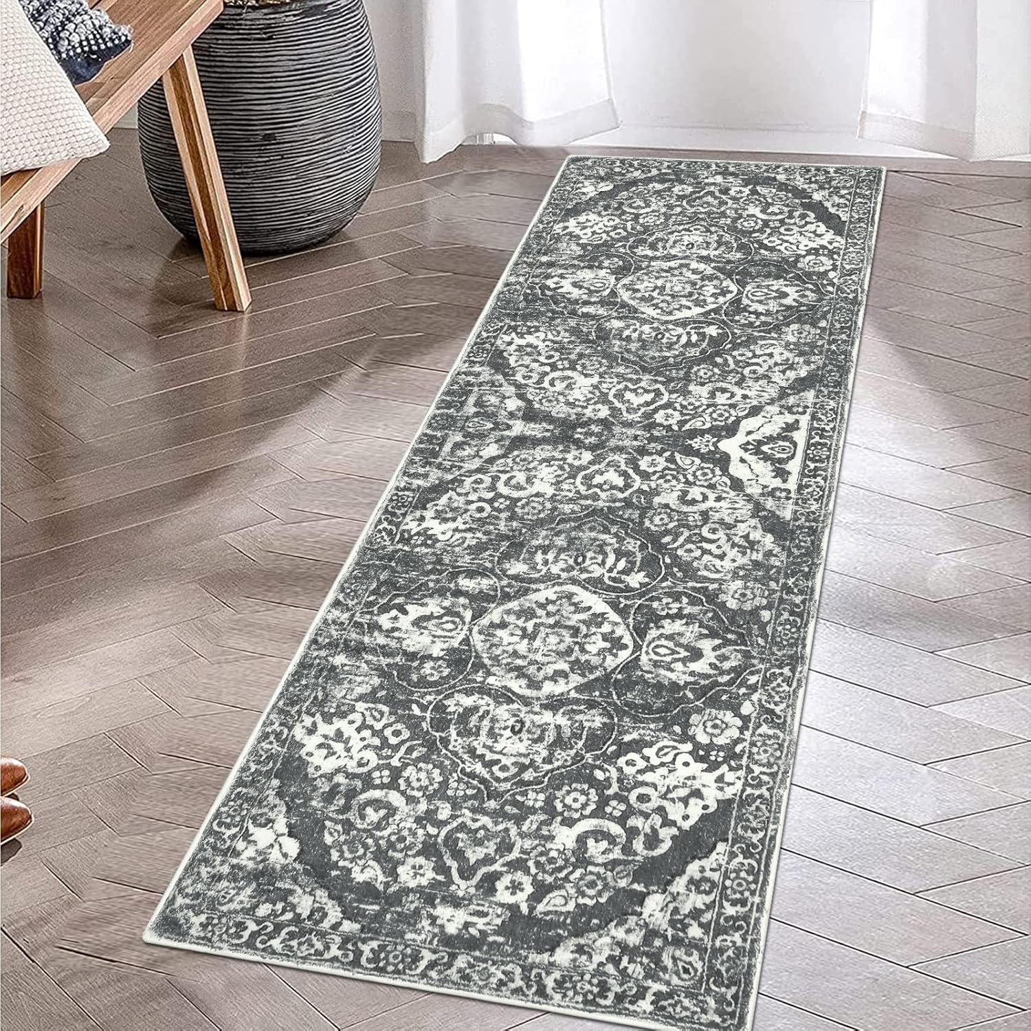 Vintage Distressed Hallway Runner Rug 2'8"x14'