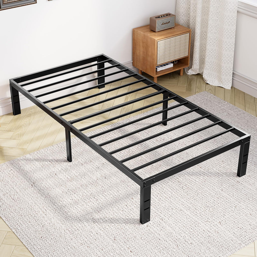 Twin Metal Bed Frame with Storage, Easy Assembly