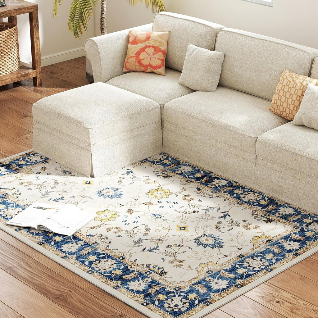 4x6 Area Rug, Machine Washable, Boho Floral