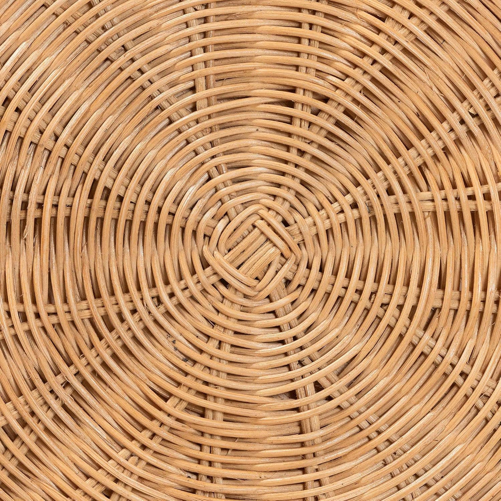 Round Natural Rattan End Table - Light Honey
