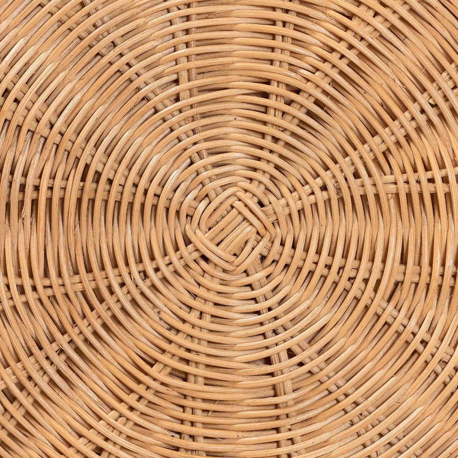 Round Natural Rattan End Table - Light Honey