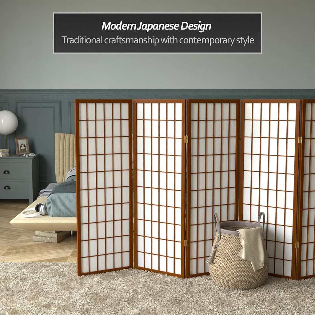 4 ft Shoji Screen - Walnut - 5 Panels
