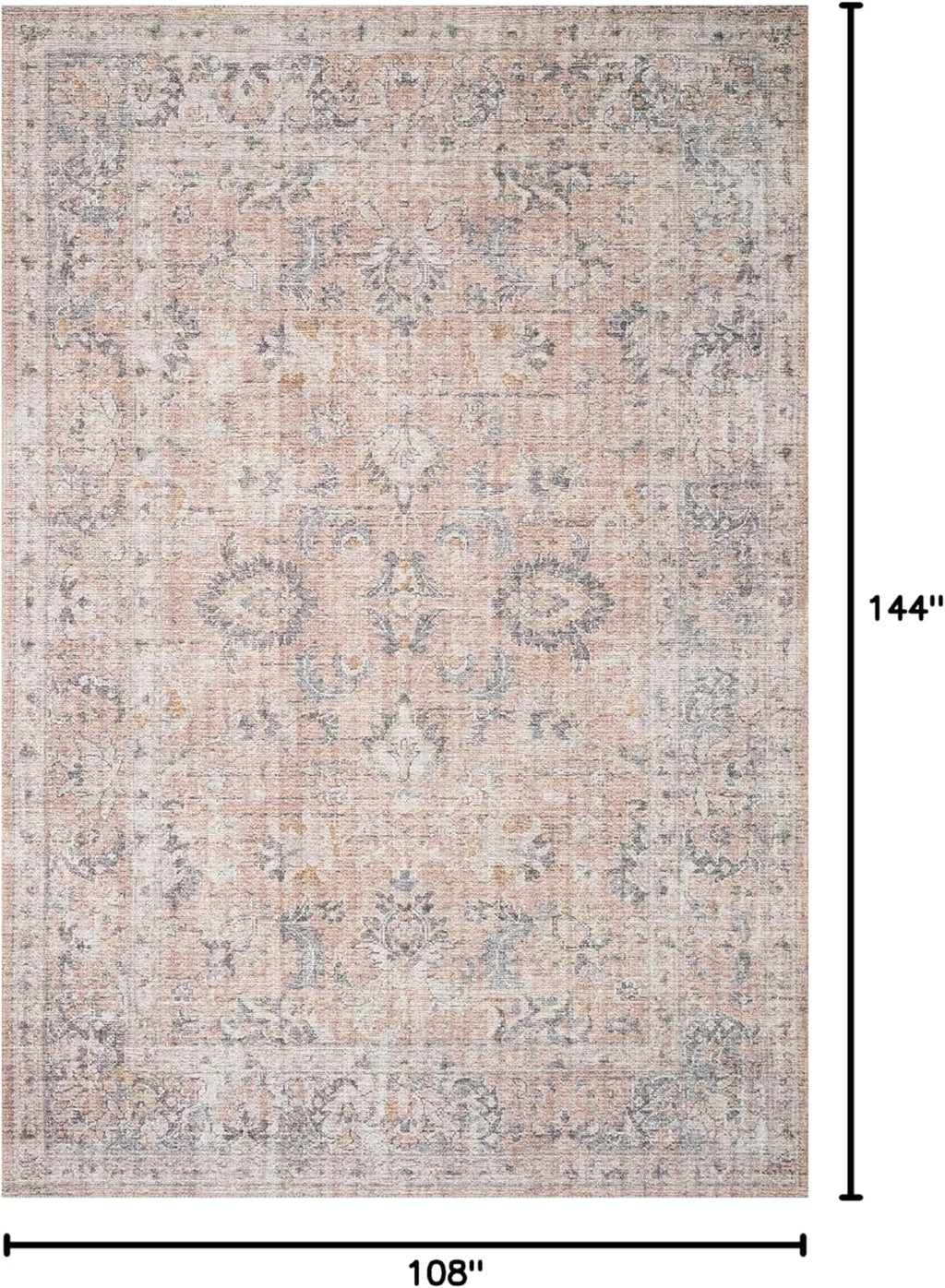 Blush/Grey Area Rug 9' x 12'