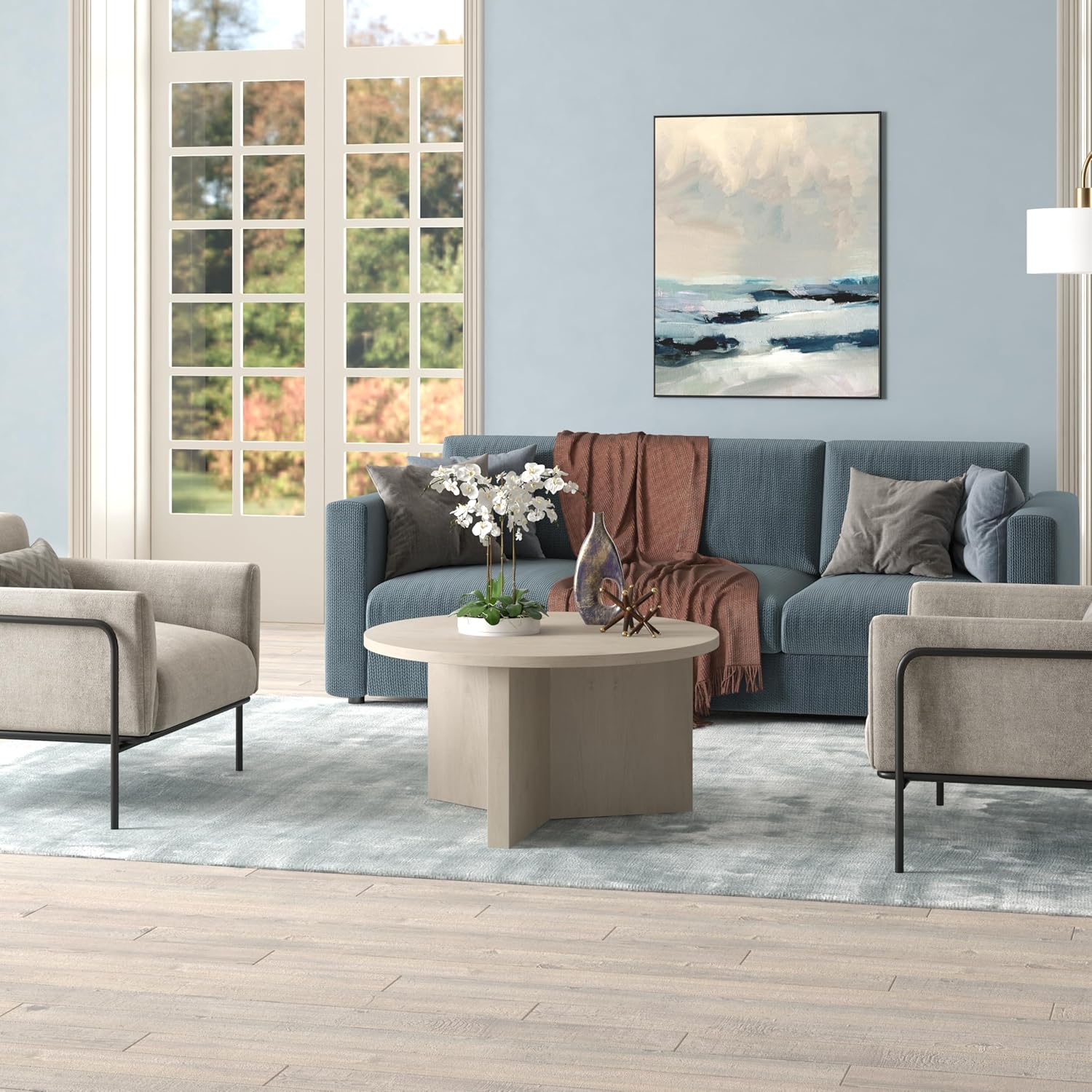 32" Round Wood Pedestal Coffee Table