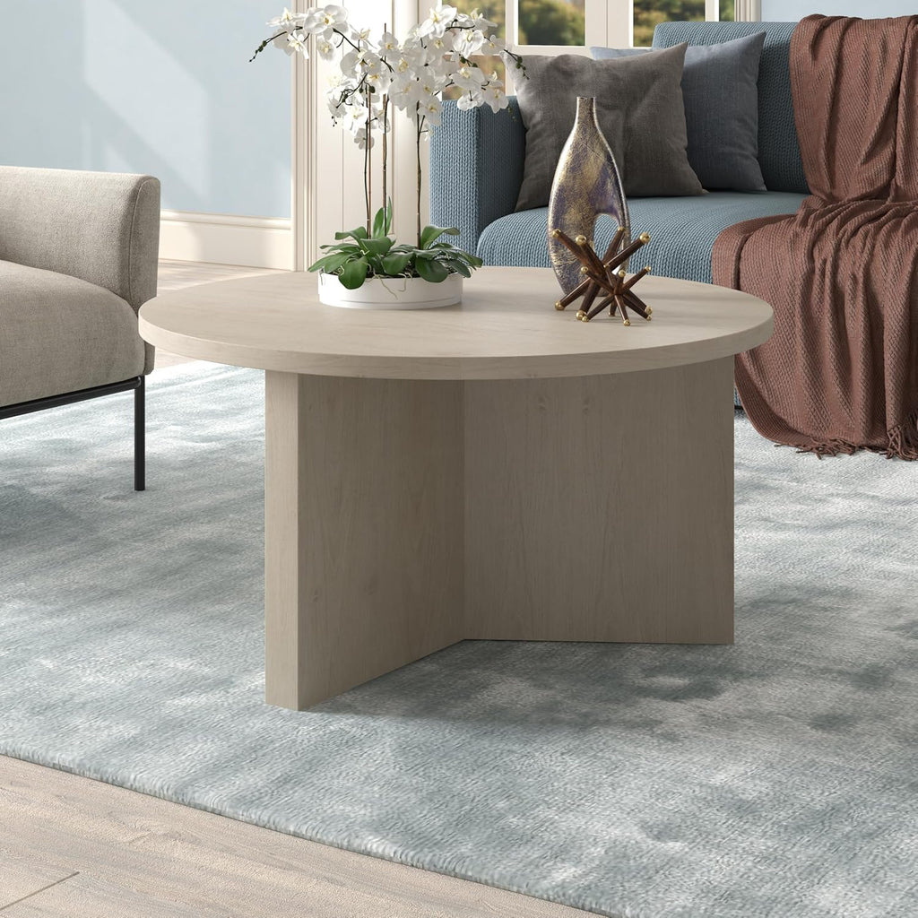 32" Round Wood Pedestal Coffee Table