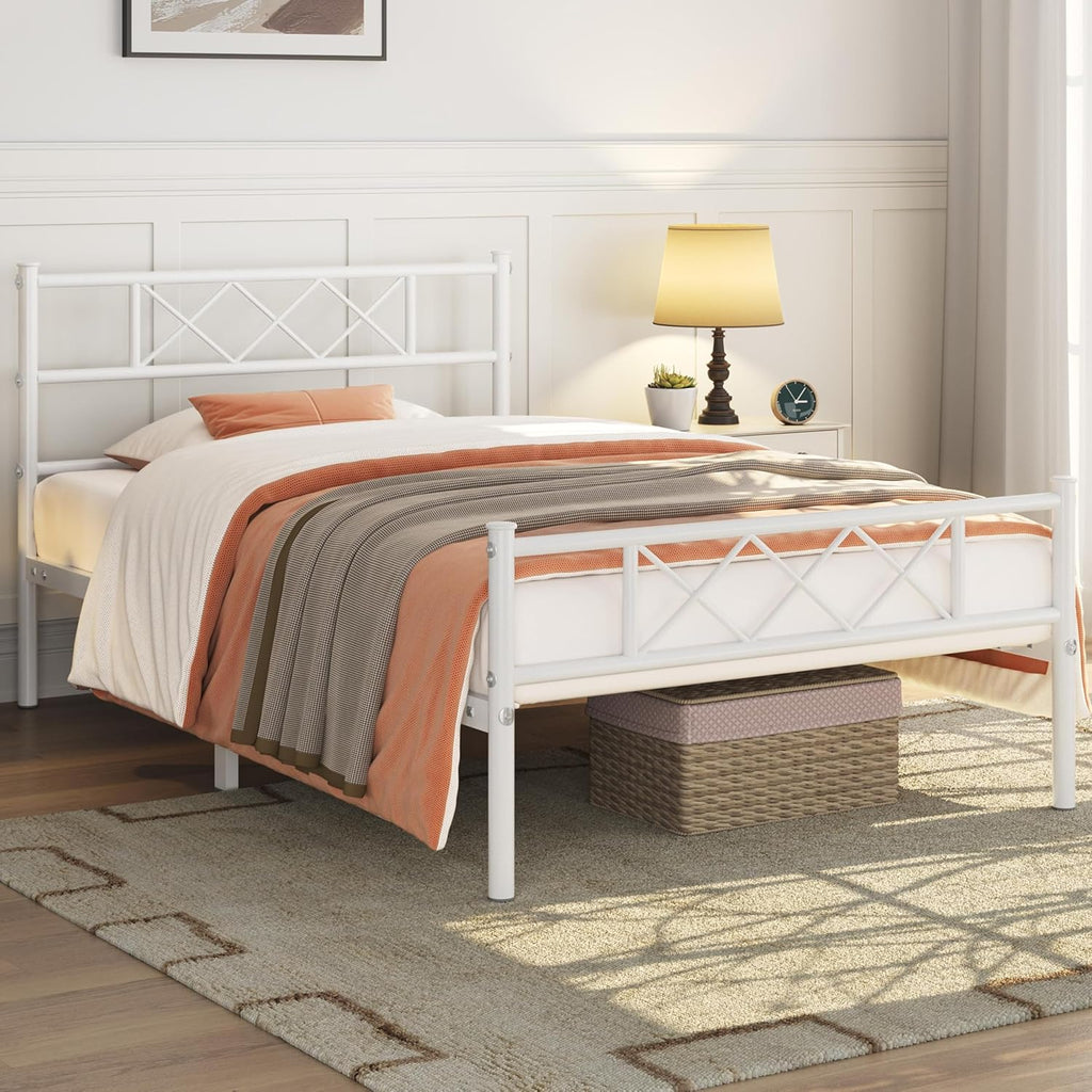 Twin Size Metal Platform Bed Frame with Headboard