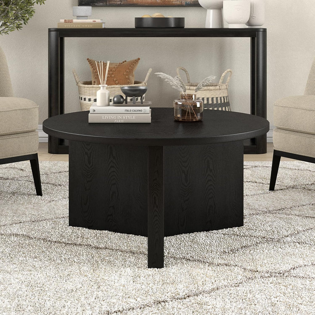 32" Round Wood Pedestal Coffee Table