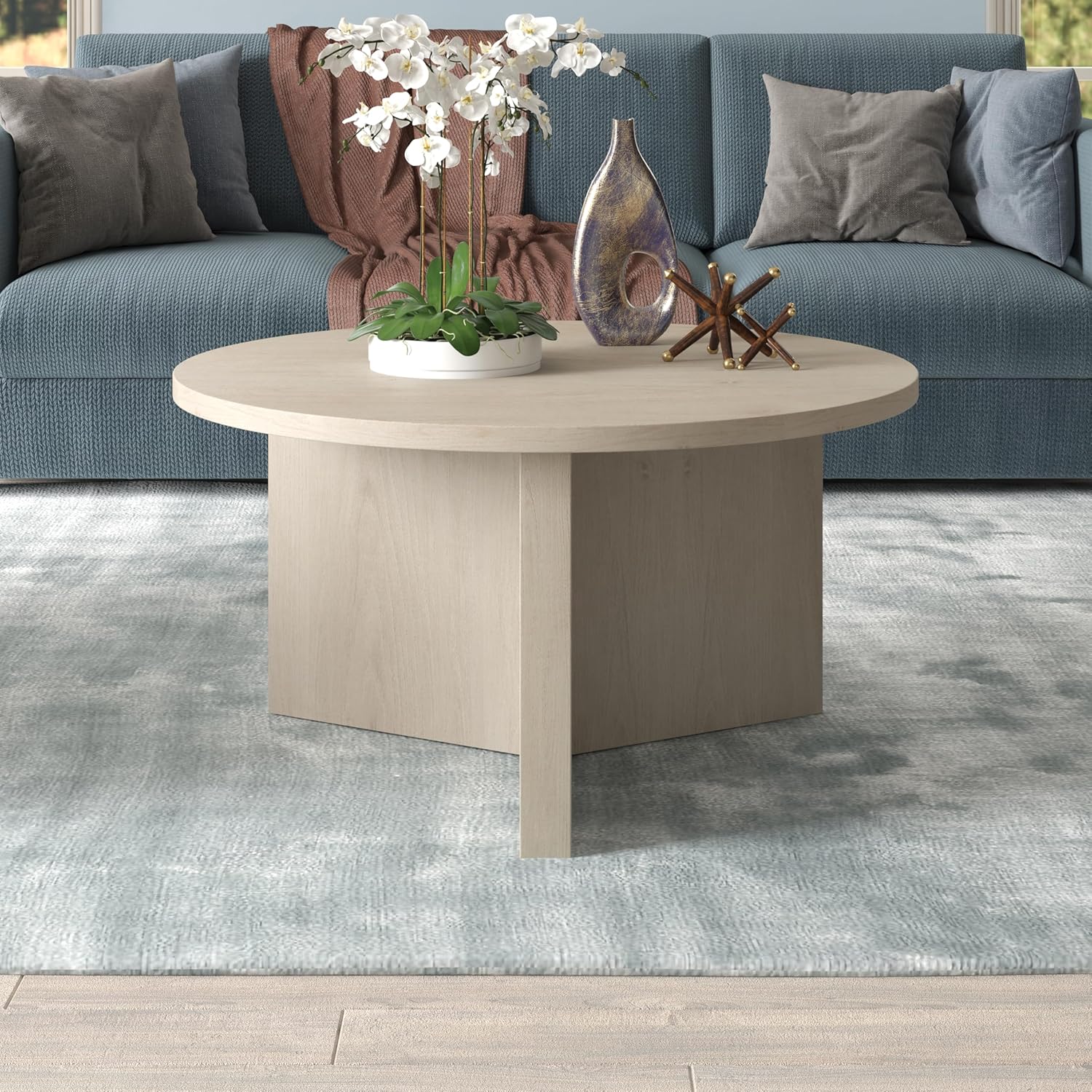 32" Round Wood Pedestal Coffee Table